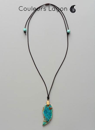 Collier Pierre Naturelle Feuille Lagoon Océan - Couleurs Lagon