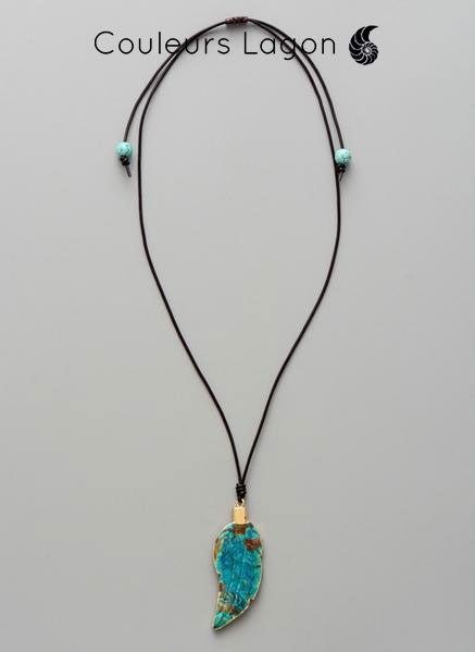 Collier Pierre Naturelle Feuille Lagoon Océan - Couleurs Lagon
