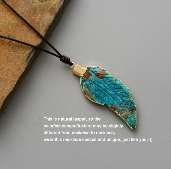 Collier Pierre Naturelle Feuille Lagoon Océan - Couleurs Lagon