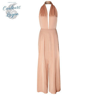 Combi Pantalon décontracté classe à dos nu en V profond ROSY - Couleurs Lagon