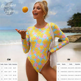 Combi Surf Manches Longues Dos Nu Push-Up ASTER & RUDBECKIA - Couleurs Lagon - tailles