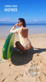 Combi Surf Manches Longues Dos Nu Push-Up BLANC COCOTIER - Couleurs Lagon - SUP IS