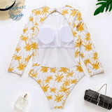 Combi Surf Manches Longues Dos Nu Push-Up BLANC COCOTIER - Couleurs Lagon - dos nu a plat