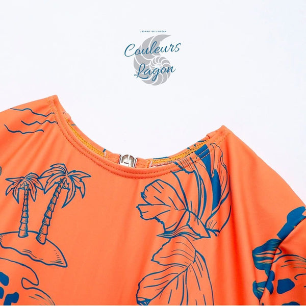 Combi Surf Manches Longues Dos Nu Push-Up REVE ORANGE - Couleurs Lagon