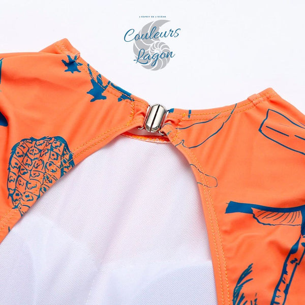 Combi Surf Manches Longues Dos Nu Push-Up REVE ORANGE - Couleurs Lagon