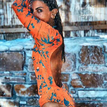 Combi Surf Manches Longues Dos Nu Push-Up REVE ORANGE - Couleurs Lagon