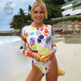 Combi Surf Manches Longues Dos Nu Push-Up TUTTI FRUTTI - Couleurs Lagon - avant
