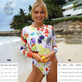 Combi Surf Manches Longues Dos Nu Push-Up TUTTI FRUTTI - Couleurs Lagon - tailles