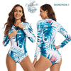 Combi Surf Manches Longues Push-Up Bleu Floral Palmier MONSTERA 2 - Couleurs Lagon - autre modele