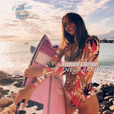 Combi Surf Manches Longues Push-Up Dos Nu Floral Blanc HELICONIA - Couleurs Lagon - présentation