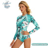 Combi Surf Manches Longues Push-Up Floral Vert Turquoise MONSTERA - Couleurs Lagon