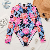 Combi Surf Manches Longues ROSE ALOA - Couleurs Lagon - avant a plat