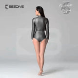 dos gris - Combinaison Bikini Neoprene 2mm UPF50+ Manches Longues Zip Avant Peau Lisse - Couleurs Lagon