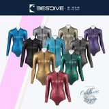 10 couleurs  - Combinaison Bikini Neoprene 2mm UPF50+ Manches Longues Zip Avant Peau Lisse - Couleurs Lagon