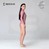 rose droite - Combinaison Bikini Neoprene 2mm UPF50+ Manches Longues Zip Avant Peau Lisse III - Couleurs Lagon