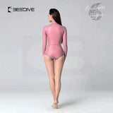 dos rose - Combinaison Bikini Neoprene 2mm UPF50+ Manches Longues Zip Avant Peau Lisse III - Couleurs Lagon