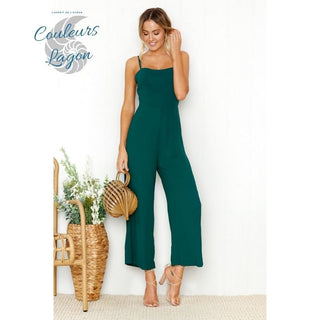 Combinaison décontractée col carré pantalon ample - Couleurs Lagon