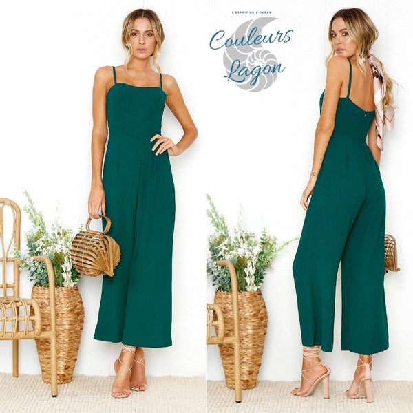 Combinaison décontractée col carré pantalon ample - Couleurs Lagon