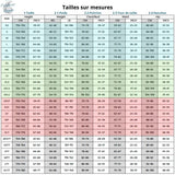 tailles sur mesure - Combinaison Dos Nu Neoprene 2mm UPF50+ Manches Longues Peau Lisse - Couleurs Lagon