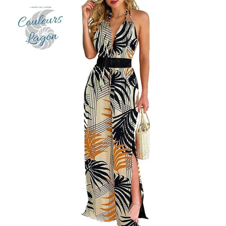 Combinaison jambe large et taille haute Floral - Couleurs Lagon