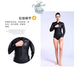 détails finition - Combinaison Neoprene 3mm UPF50+ Manches Longues Zip Avant - Couleurs Lagon