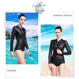 fond plage et lagon - Combinaison Neoprene 3mm UPF50+ Manches Longues Zip Avant - Couleurs Lagon