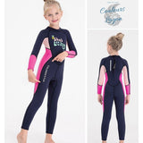 avant et dos rose - Combinaison Néoprene Enfants 2,5mm UPF50+ Zip Dorsal - Couleurs Lagon
