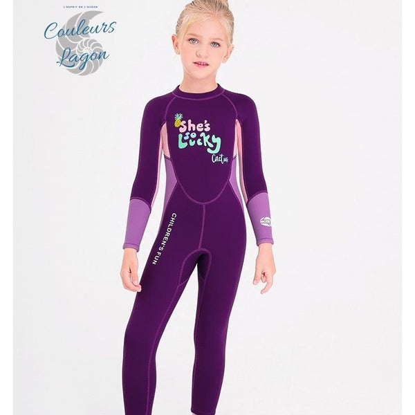 avant violet - -Combinaison Néoprene Enfants 2,5mm UPF50+ Zip Dorsal - Couleurs Lagon