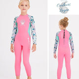 avant et dos rose - Combinaison Néoprène Enfants 2,5mm UPF50+ Zip Dorsal Coquillage - Couleurs Lagon