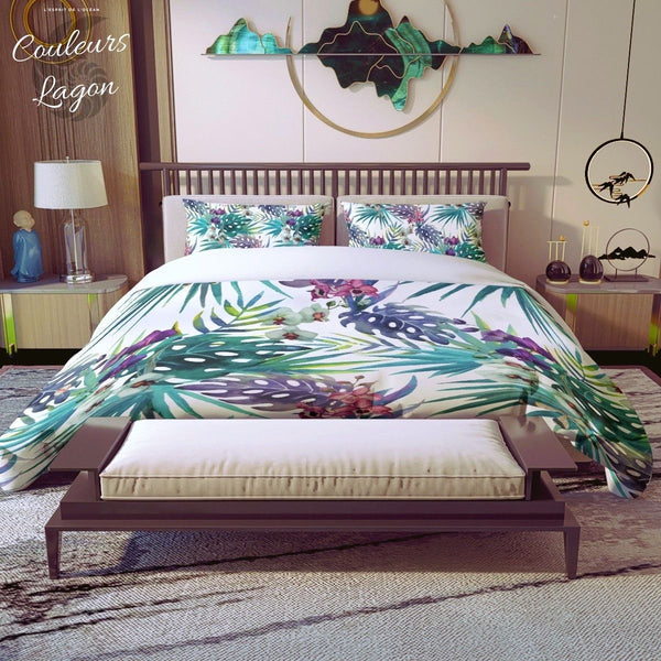 Couette et taies d'oreiller COULEURS LAGON FLORAL LIBELLULE - Couleurs Lagon