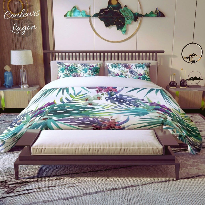 Couette et taies d'oreiller COULEURS LAGON FLORAL LIBELLULE - Couleurs Lagon