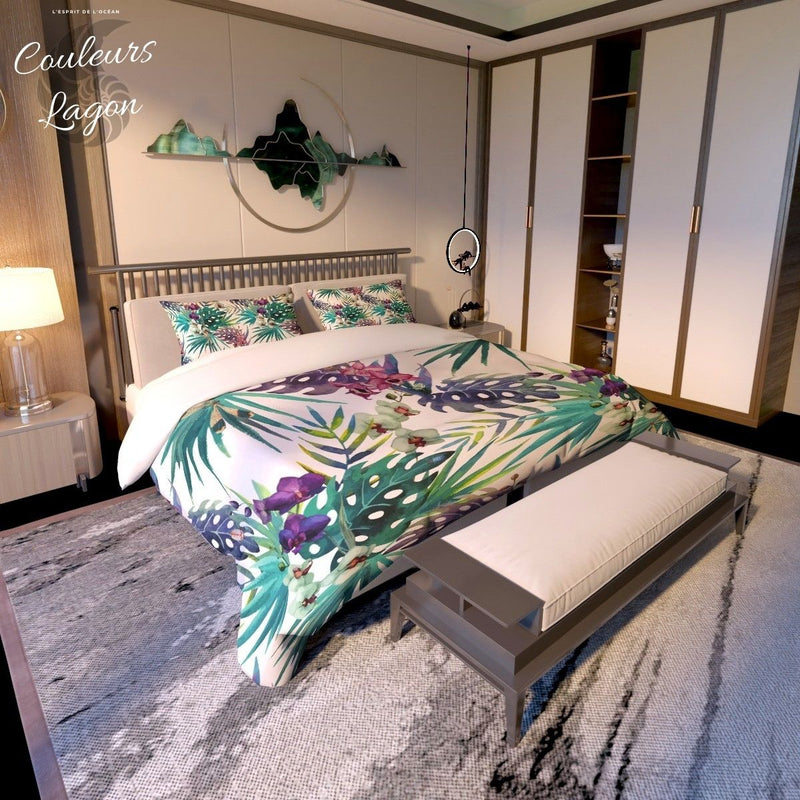 Couette et taies d'oreiller COULEURS LAGON FLORAL LIBELLULE - Couleurs Lagon