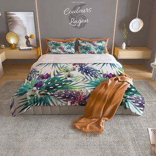 Couette et taies d'oreiller US COULEURS LAGON FLORAL LIBELLULE - Couleurs Lagon