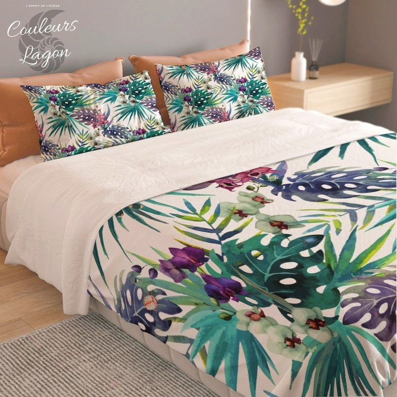 Couette et taies d'oreiller US COULEURS LAGON FLORAL LIBELLULE - Couleurs Lagon