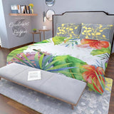 Couette légère et respirante US COULEURS LAGON FLORAL HIBISCUS - Couleurs Lagon