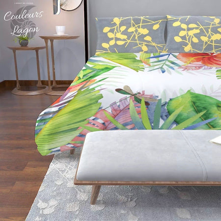 Couette légère et respirante US COULEURS LAGON FLORAL HIBISCUS - Couleurs Lagon