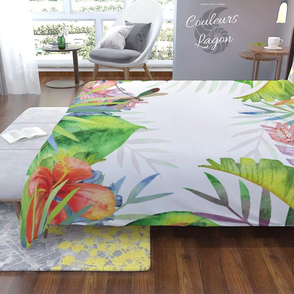 Couette légère et respirante US COULEURS LAGON FLORAL HIBISCUS - Couleurs Lagon