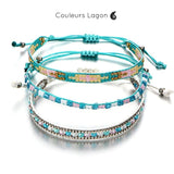 Ensemble Bracelet Bohème Perles Cristal - Couleurs Lagon