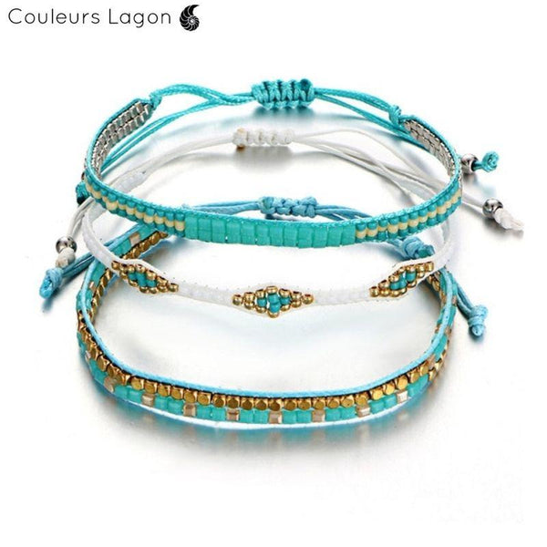 Ensemble Bracelet Bohème Perles Cristal - Couleurs Lagon