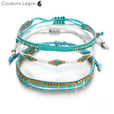 Ensemble Bracelet Bohème Perles Cristal - Couleurs Lagon