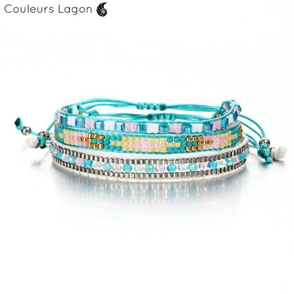 Ensemble Bracelet Bohème Perles Cristal - Couleurs Lagon