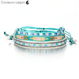 Ensemble Bracelet Bohème Perles Cristal - Couleurs Lagon
