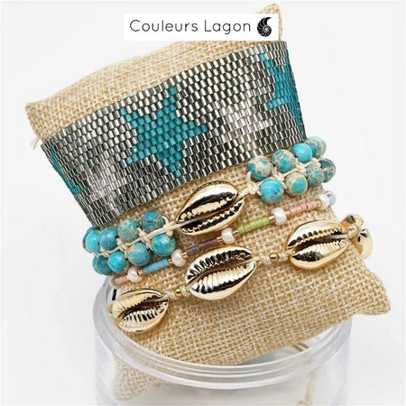 Ensemble Bracelet Coquillages Couleurs Lagon - Couleurs Lagon