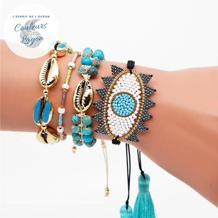 Ensemble Bracelets Mexican Déesse de l’eau - Couleurs Lagon