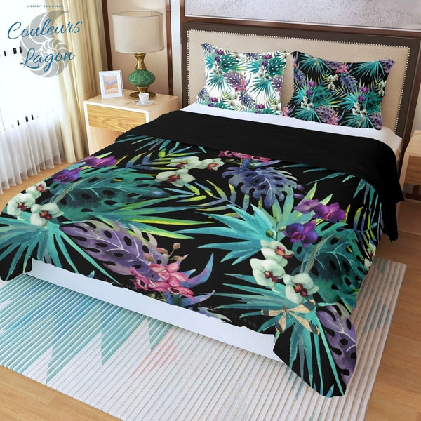 Ensemble de housse de couette trois pièces US COULEURS LAGON FLORAL LIBELLULE - Couleurs Lagon