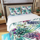 Ensemble de housse de couette trois pièces US COULEURS LAGON FLORAL LIBELLULE - Couleurs Lagon