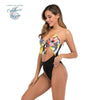 Ensemble Mono-Bikini Triangle Floral BRESILIEN - Couleurs Lagon