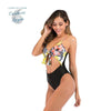 Ensemble Mono-Bikini Triangle Floral BRESILIEN - Couleurs Lagon