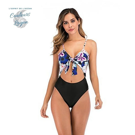 Ensemble Mono-Bikini Triangle Floral BRESILIEN - Couleurs Lagon