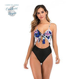 Ensemble Mono-Bikini Triangle Floral BRESILIEN - Couleurs Lagon